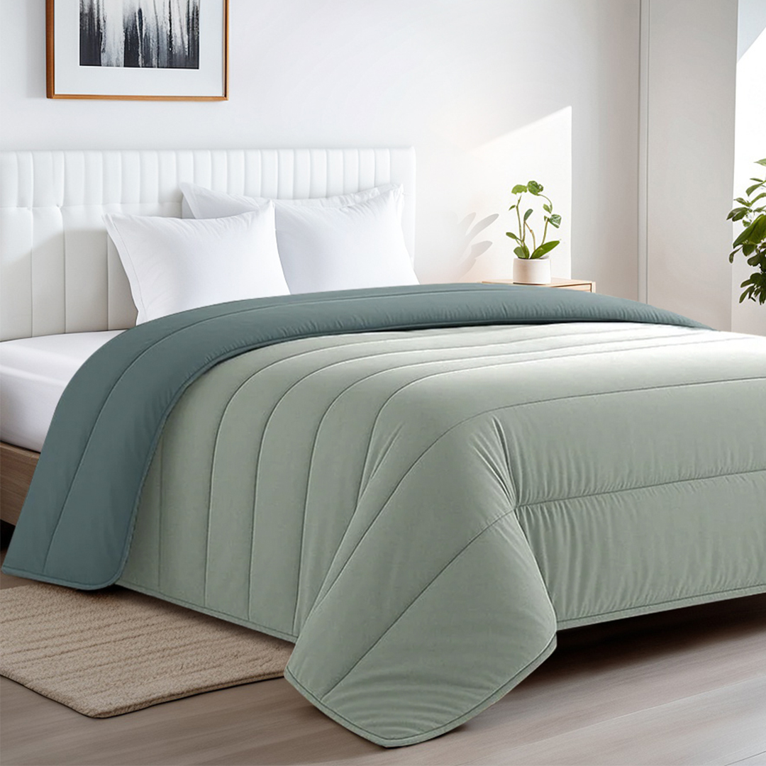 Nórdico Bicolor verde água Edredom Nórdico Bicolor 250g/m² Aqua e Petróleo - Image 1