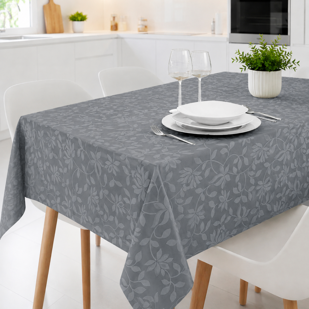 Toalha de Mesa Anti Nódoas Cinza