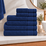 Conjunto de 6 Toalhas Nari Azul Marinho