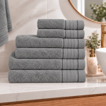 Conjunto de 6 Toalhas Nari Cinza